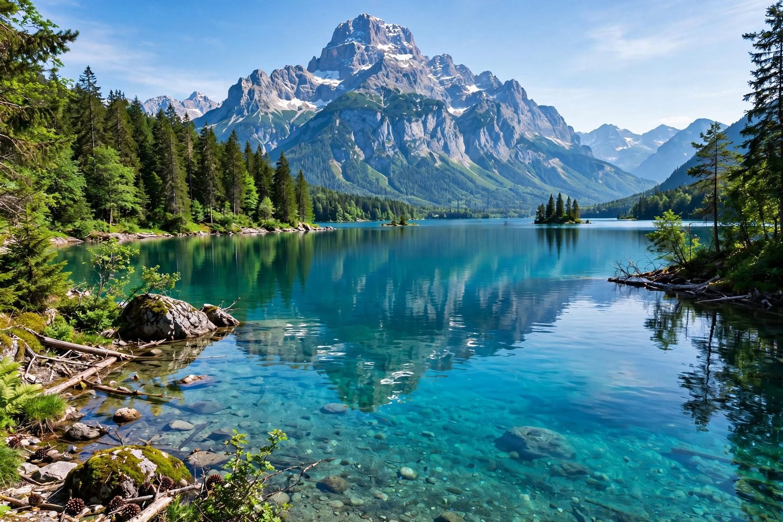 Eibsee – Türkisblaues Wasser vor der Zugspitze